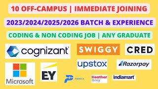 Cognizant  10 Off Campus  202320242025 batch amp Experienced  Any Degree [upl. by Deonne279]