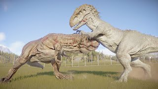 Indominus Rex Vs Trex vs Spinosaurus  Jurassic World Evolution 2 [upl. by Anairuy639]