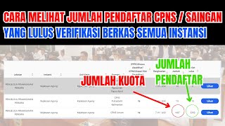 CARA MELIHAT JUMLAH PENDAFTAR  SAINGAN CPNS YANG LULUS VERIFIKASI BERKAS SEMUA INSTANSI [upl. by Eintrok]