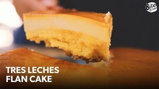 How To Bake Tres Leches Flan Cake  Filipino Milk Cake Recipe [upl. by Lecirg]