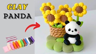 DIY Clay Panda  No Bake Air dry Clay panda [upl. by Paulina773]