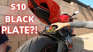 GET A BLACK MOTORCYCLE LICENSE PLATE FOR CHEAP Works for CA [upl. by Drarrej]