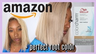 PERFECT BLONDE WITH ROOTS FOR BLACK WOMEN  613 BOB WIG  AMAZON WIG REVIEW  Wella Toner t27 [upl. by Neirad]