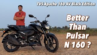 2024 TVS Apache RTR 160 4V Black Edition Review  Better Than Bajaj Pulsar N160 [upl. by Blackington]