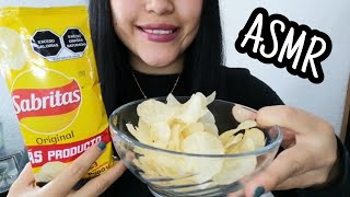 ASMR Español COMIENDO PAPAS SABRITAS EXTREMADAMENTE crujientes  MUKBANG sabritas [upl. by Enyamart]