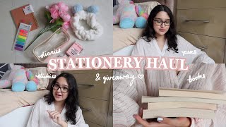 CUTE STATIONERY HAUL amp giveaway results 🎀 [upl. by Airekal648]