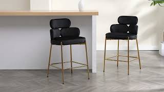 Wahson Modern Velvet Bar Stools Upholstered Counter Stools with Metal Legs for Home Pub Kitchen [upl. by Charmaine]