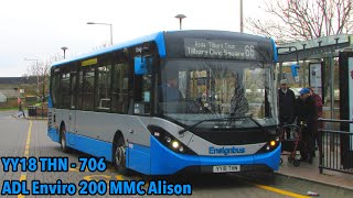 Hammered EnsignBus Route 44  ADL Enviro 200 MMC Allison  YY18 THN 706 [upl. by Waki]