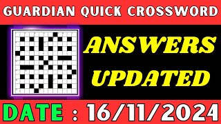 Guardian Quick Crossword Answers Today November 16  Solved Quick crossword No 17015 [upl. by Akins]