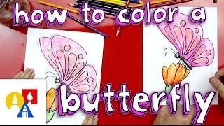 How To Color A Butterfly With Watercolor Pencils [upl. by Eiramac660]