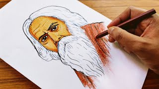 Rabindranath Tagore Drawing Easy  How To Draw Rabindranath Tagore  Rabindra Jayanti Drawing [upl. by Endor]