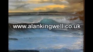 Looe Island Sunset Cornwall  an oil painting demonstration by Alan Kingwell [upl. by Nnairrek979]