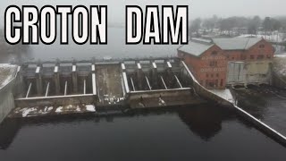 Aerial View of CROTON DAM Newaygo Michigan in the FOG [upl. by Airod664]