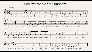 SOMEWHERE OVER THE RAINBOW reggae spartitofacile Flauto violino tutorial playalong [upl. by Oneill676]