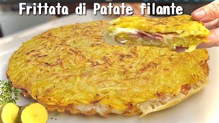 FRITTATA DI PATATE FILANTE croccante in padella 🥔 ricetta facile e veloce [upl. by Ahsiled]