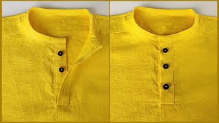 designer piping collar kurta stiching  sew a lower neck kurta  kurta stiching full video [upl. by Notniuq427]