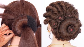 brilliant bun hairstyle for bridal  hairstyle for women [upl. by Nawud490]