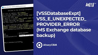 VSSEUNEXPECTEDPROVIDERERROR MS Exchange database backup [upl. by Nednal]