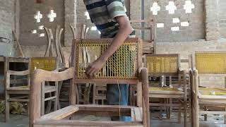 Best Weaving a Caned Chair Seat  Caning a Chair Seat [upl. by Lattie]