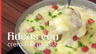 Fídeos con crema de papas y tocino ¡los mejores fídeos que jamás comerás [upl. by Auqenes866]