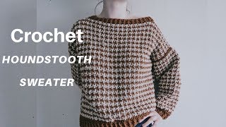 Crochet Houndstooth Sweater Size S5XL [upl. by Annairba]