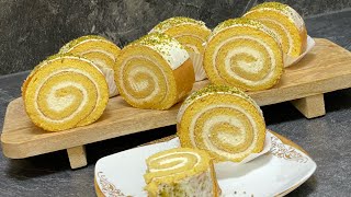 Roll cake  The easiest recipe for the most delicious roll cake☺️ [upl. by Conias]