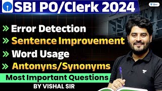 Error Detection Sentence Rearrangement Word Fillers For SBI POClerk 2024  By Vishal Sir [upl. by Rehtul]