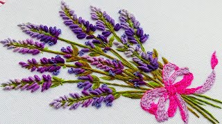 Hand embroidery Lavender flowers [upl. by Eirret]