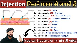 Injection Kitne Prakar se Lgate Hai  Types of Injection  Route of Injection  Injection Techniques [upl. by Hermy]