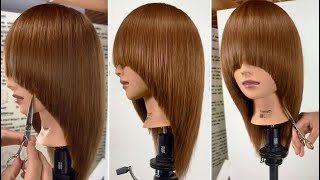 Creative Long Bob Haircut For women with Layers  Round Concave Layers Haircut Full Tutorial [upl. by Nomal]