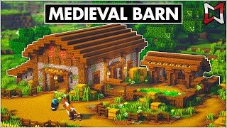 Minecraft ► Medieval Barn With Animal Stables Tutorial EASY [upl. by Rina]