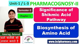 Significance of Shikmic Acid Pathway  Biosynthesis of Amino Acids  L3 Unit1 PharmacognosyII 5th [upl. by Siraved]