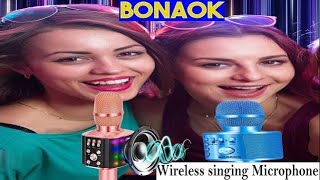 bonaok wireless bluetooth karaoke microphone connect to speaker wireless bluetooth microphone [upl. by Sidran]