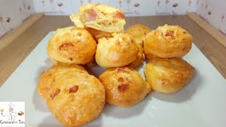 Gougères aux fromages et aux jambons  Recette de gougères facile [upl. by Naot179]