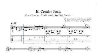 El Condor Pasa  Easy Version  Arr Sky Guitar  TAB [upl. by Fontes]