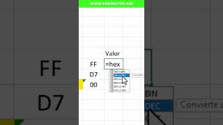 CONVERSION DE COLORES HEXADECIMAL A DECIMAL EN excel [upl. by Hercule]