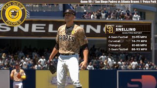 MLB THE SHOW 24  San Diego Padres vs Atlanta Braves  Game 99 [upl. by Lednew]