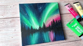 easy northern lights aesthetic painting  acrylic painting ideas for beginners ✨️ [upl. by Andeee]