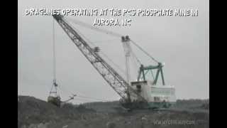 Draglines digging up fossil layers at PCS phosphate mine in Aurora NC [upl. by Mehalick752]