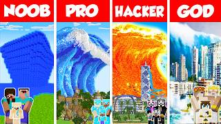 Minecraft TSUNAMI HOUSE BUILD CHALLENGE  NOOB vs PRO vs HACKER vs GOD  Animation [upl. by Anaerdna114]