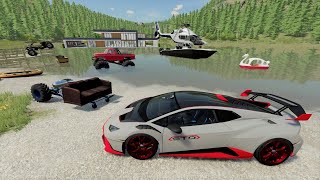 Millionaire goes to his mansion on the lake with boats and Monster Truck  Farming Simulator 22 [upl. by Ward]