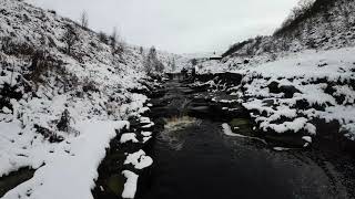 First Snow DJI Avata Drone Video Over Stream  A Winter Wonderland [upl. by Nawotna]