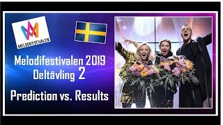 Melodifestivalen 2019  Prediction vs Results  Deltävling 2  With Comments [upl. by Gonsalve257]