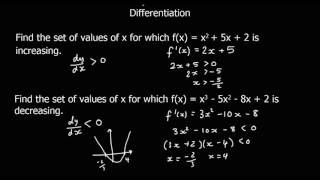 Differentiation Finding where a function is Increasing Decreasing or Stationary [upl. by Dix505]