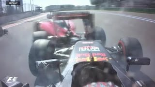 F1 2016 Russian GP Daniil Kvyat Hit Sebastian Vettel Two Times in the Race onboard [upl. by Sweatt]