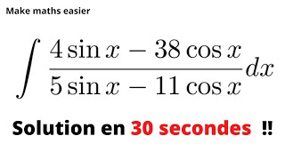 ASTUCE POUR LES CONCOURS Comment calculer la primitive dune fonction rationnelle en COS et SIN [upl. by Siocnarf602]