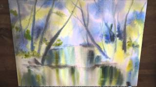 Démo aquarelle  La rivière  mouillé sur mouillé en temps réel wet on wet watercolor tutorial [upl. by Sucramd]