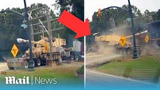 Terrifying moment Howitzer tank gets slammed by CSX freight train in Goose Creek South Carolina [upl. by Latoyia375]