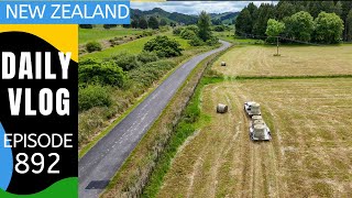 A day of moving silage bails Life in New Zealand 891 [upl. by Annahvas]