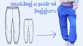 how to sew a pair of joggers  DIY sweatpants sewing tutorial with pattern [upl. by Leontine]